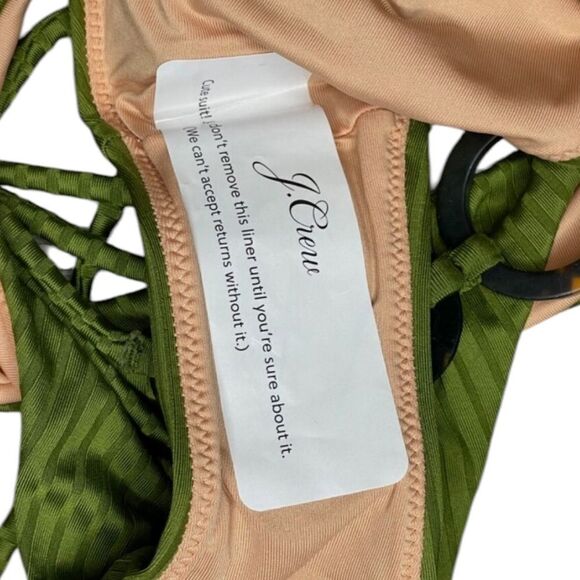 J.Crew Wide Rib High Rise Bikini Bottom Women's Canteen Green NWT M - Picture 5 of 7